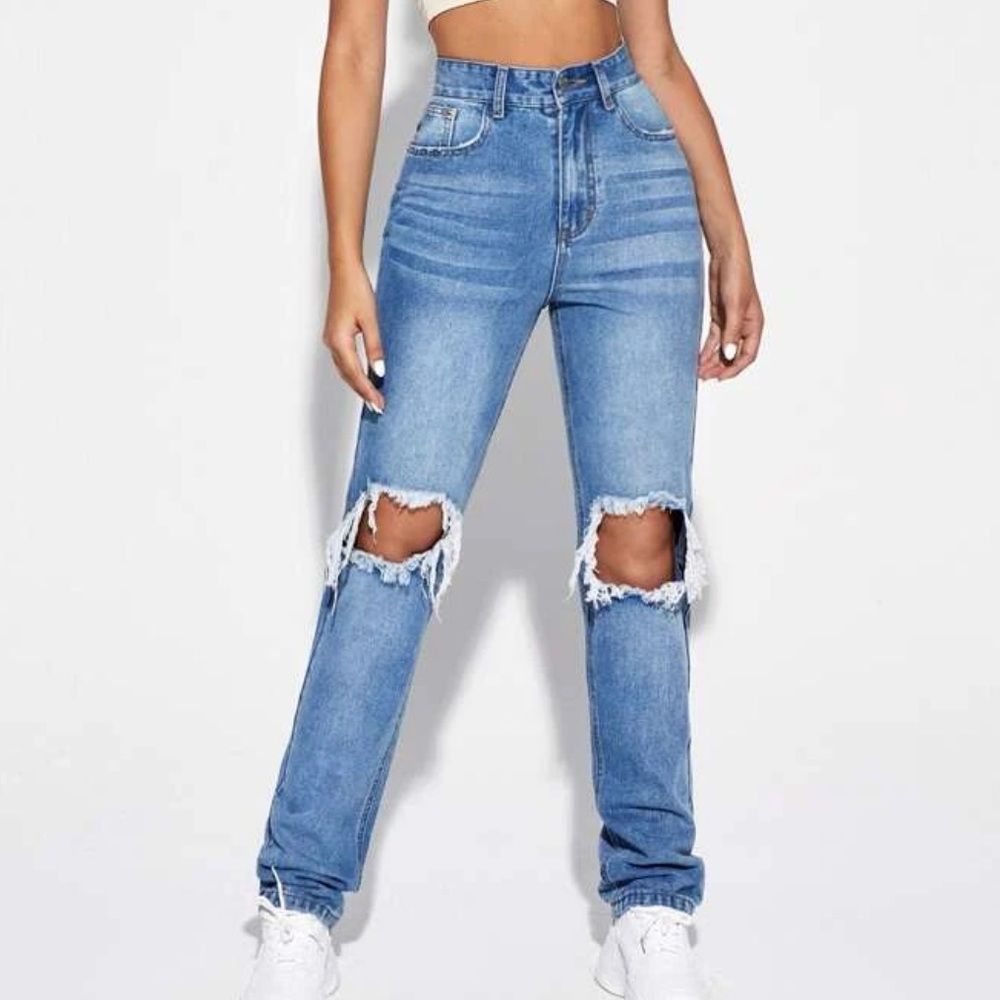 Shein high waisted ripped jeans